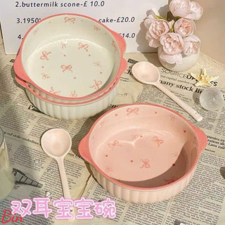 Set bát+ thìa nơ PASTEL xinh xắn bánh bèo ạ