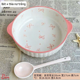 Set bát+ thìa nơ PASTEL xinh xắn bánh bèo ạ