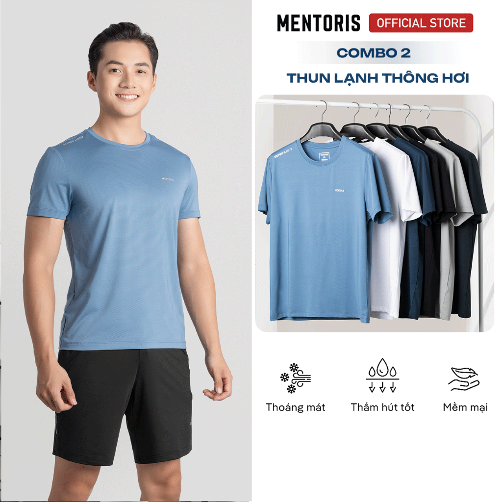 COMBO Áo thun nam cổ tròn MENTORIS, vải thun lạnh thông hơi
