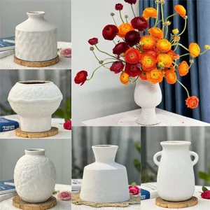 Bình Hoa Atlantis Men Sôi Bát Tràng Màu San Hô Trắng Sữa GomDecorTSC