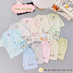 Bộ Cộc Tay Thun Lạnh Sơ Sinh Cài Chéo Cho Bé Yêu Từ 0-9m