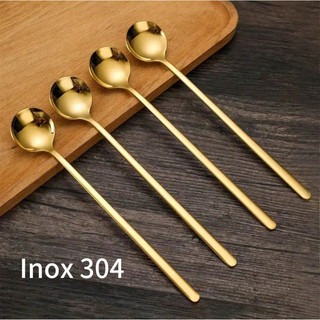 Combo 4/6/8 Thìa Cà Phê Dài 17cm Inox 304 Màu Vàng