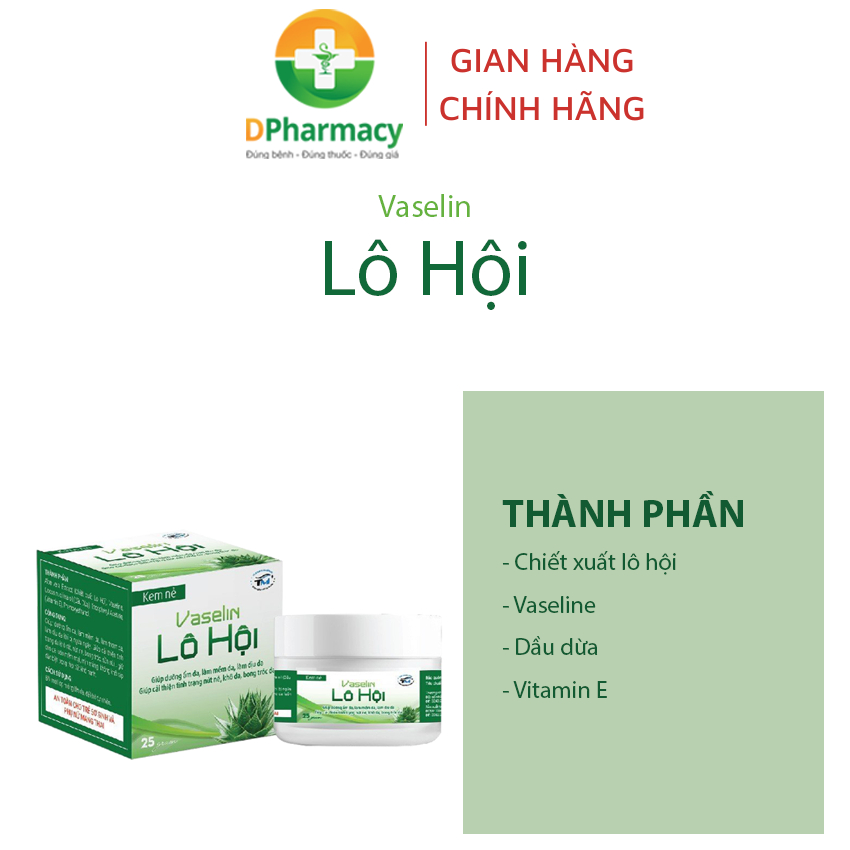 Kem nẻ Vaselin Lô Hội 25g, hỗ trợ giúp dịu da, mềm da, cải thiện nứt nẻ, bong tróc da