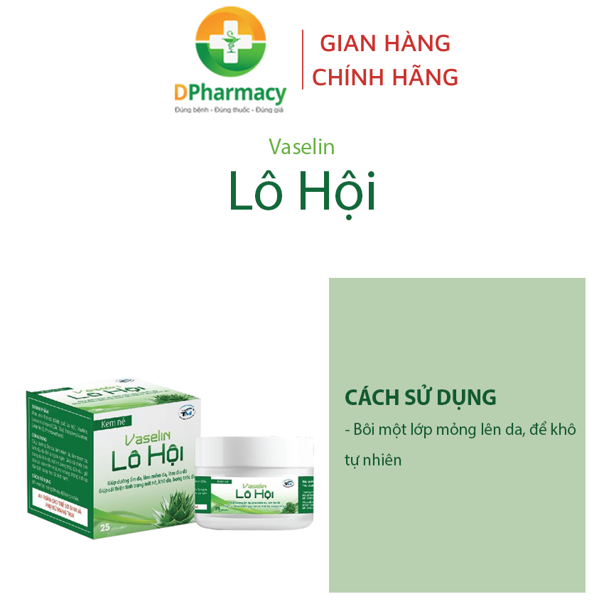 Kem nẻ Vaselin Lô Hội 25g, hỗ trợ giúp dịu da, mềm da, cải thiện nứt nẻ, bong tróc da