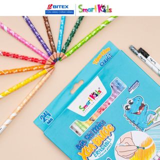 Bút chì màu xóa được Smartkids Dino Wood Free 12/18/24 màu tô an toàn dành cho bé từ 6 tuổi trở lên