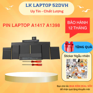Pin Laptop A1417 Laptop Pro 15" inch A1398 Mid 2012 Early 2013 Mới 100%