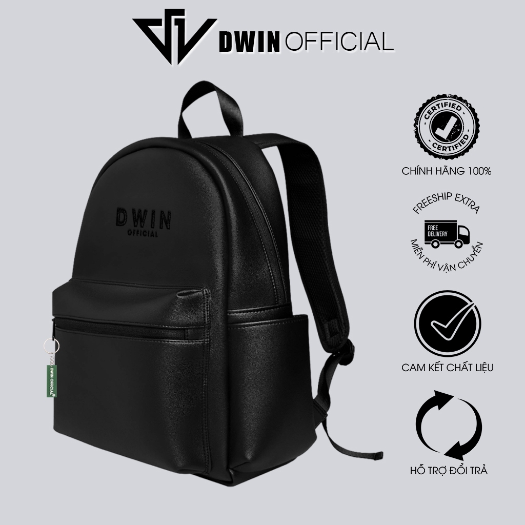 Ảnh Balo da nam nữ thêu logo Dwin cặp đi học thời trang hàn quốc basic Racer 1