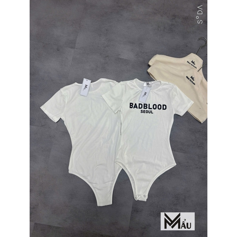 Áo body suits cộc tay phối chữ mix đồ cực chất sẵn hàng