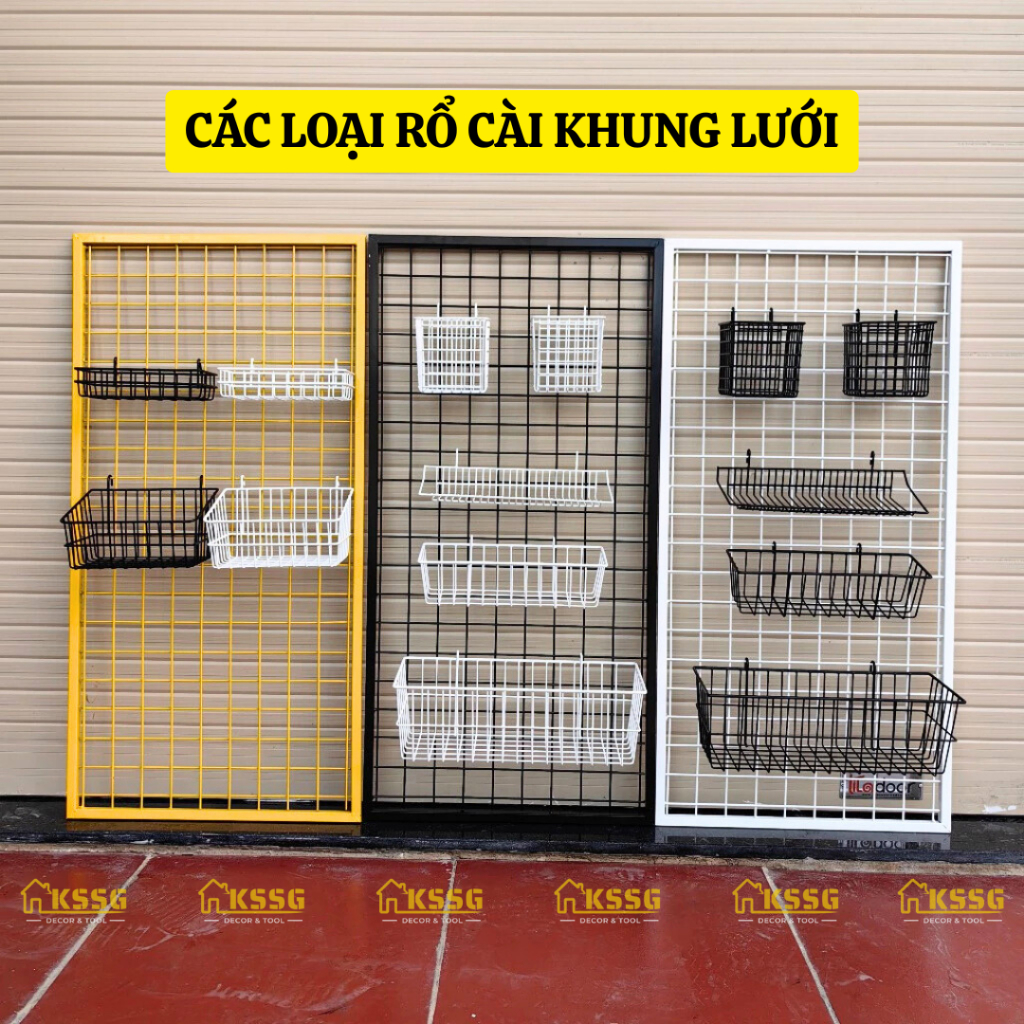 [LOẠI DÀY] Giỏ cài lưới sắt, rổ treo khung lưới đựng phụ kiện, vật dụng ...