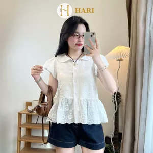 Áo Babydoll Hari Chất Thô Boil Cổ Sen Tay Bồng Ulzzang 419 P3K6