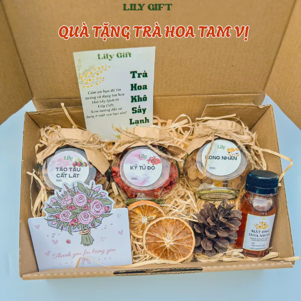 Set Quà 20/10 Quà Tặng Trà Hoa Tam Vị Kèm Mật Ong - Quà Tặng Bạn Bè, Người Yêu - Quà Tặng sinh nhật