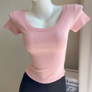 Áo Croptop Trái Tim Hồng Tay Ngắn Cổ Polo Dáng Ôm Thời Trang Mùa Hè Quyến Rũ Cho Nữ (mẫu mới)