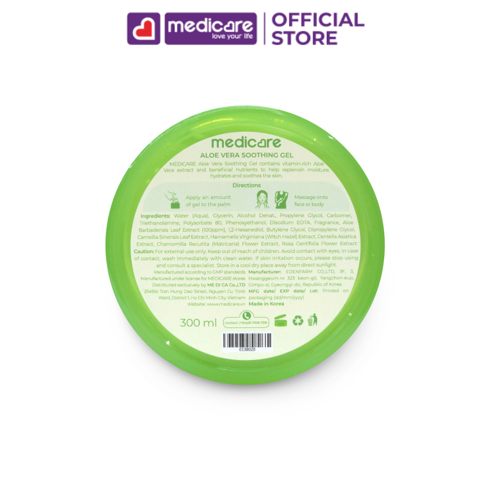 Gel mát da nha đam MEDiCARE giúp dưỡng ẩm sâu 300ml
