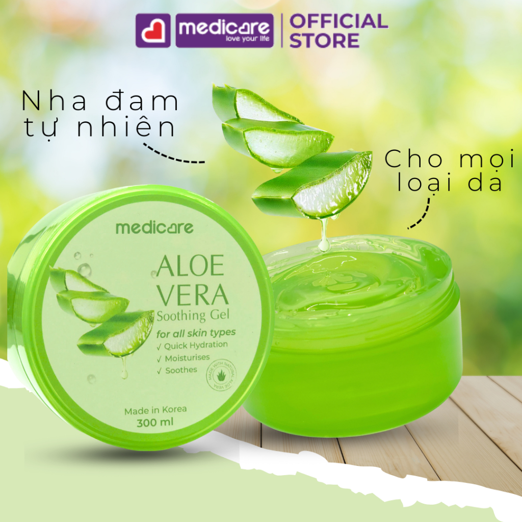 Gel mát da nha đam MEDiCARE giúp dưỡng ẩm sâu 300ml
