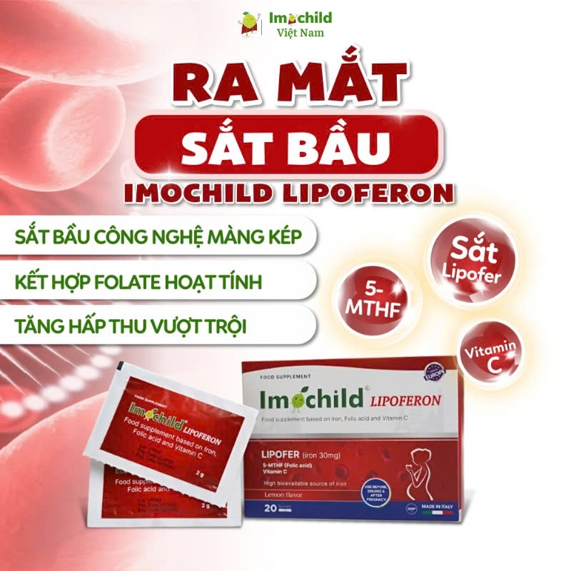 [✨QUÀ XỊN] Sắt Bầu IMOCHILD LIPOFERON Bổ Sung Sắt Hữu Cơ Liposome Không Táo Bón Không Tanh Vị Chanh Cho Bà Bầu Thiếu Sắt