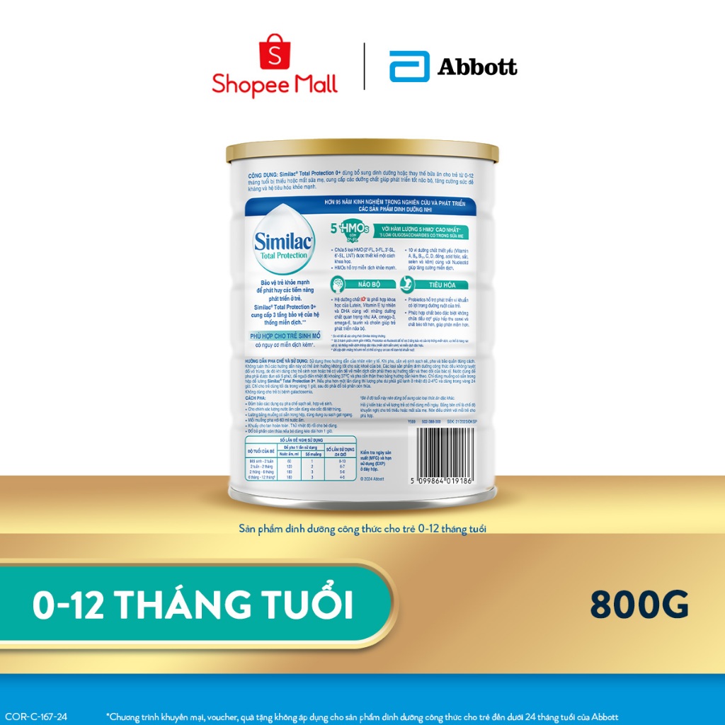 Ảnh Sản phẩm dinh dưỡng công thức cho trẻ 0-12 tháng tuổi Similac Total Protection 0+ 850g/800g 2