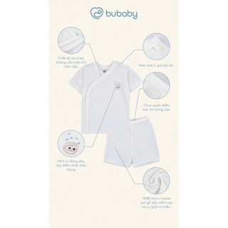 BuBaby BMD130800 Bộ ngắn tay cài chéo Modal cao cấp cho bé trai và bé gái
