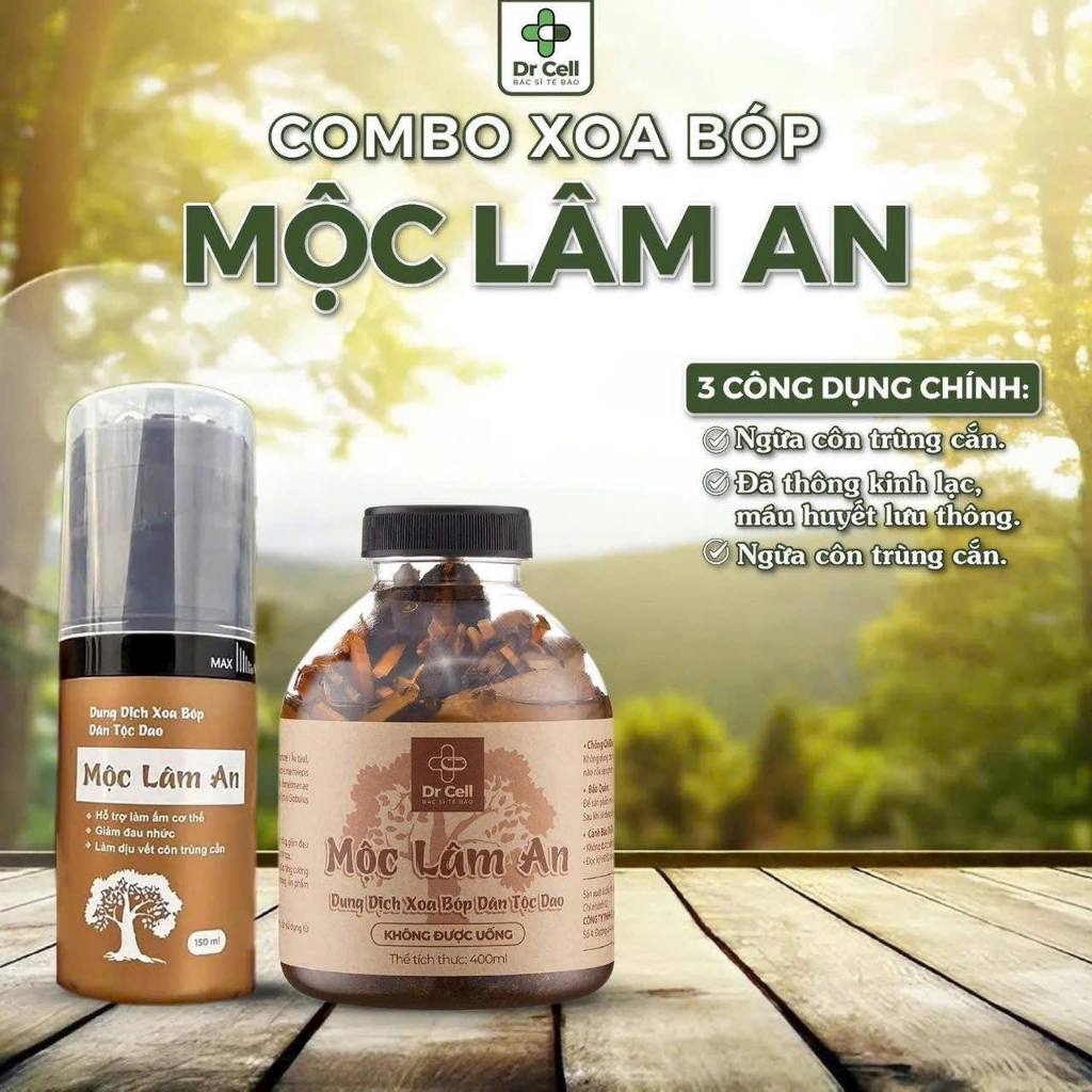 Combo Thanh Lăn 150ml + Chai Dung Dịch 400ml Mộc Lâm An Dr Cell – Giảm Đau Nhức Xương Khớp