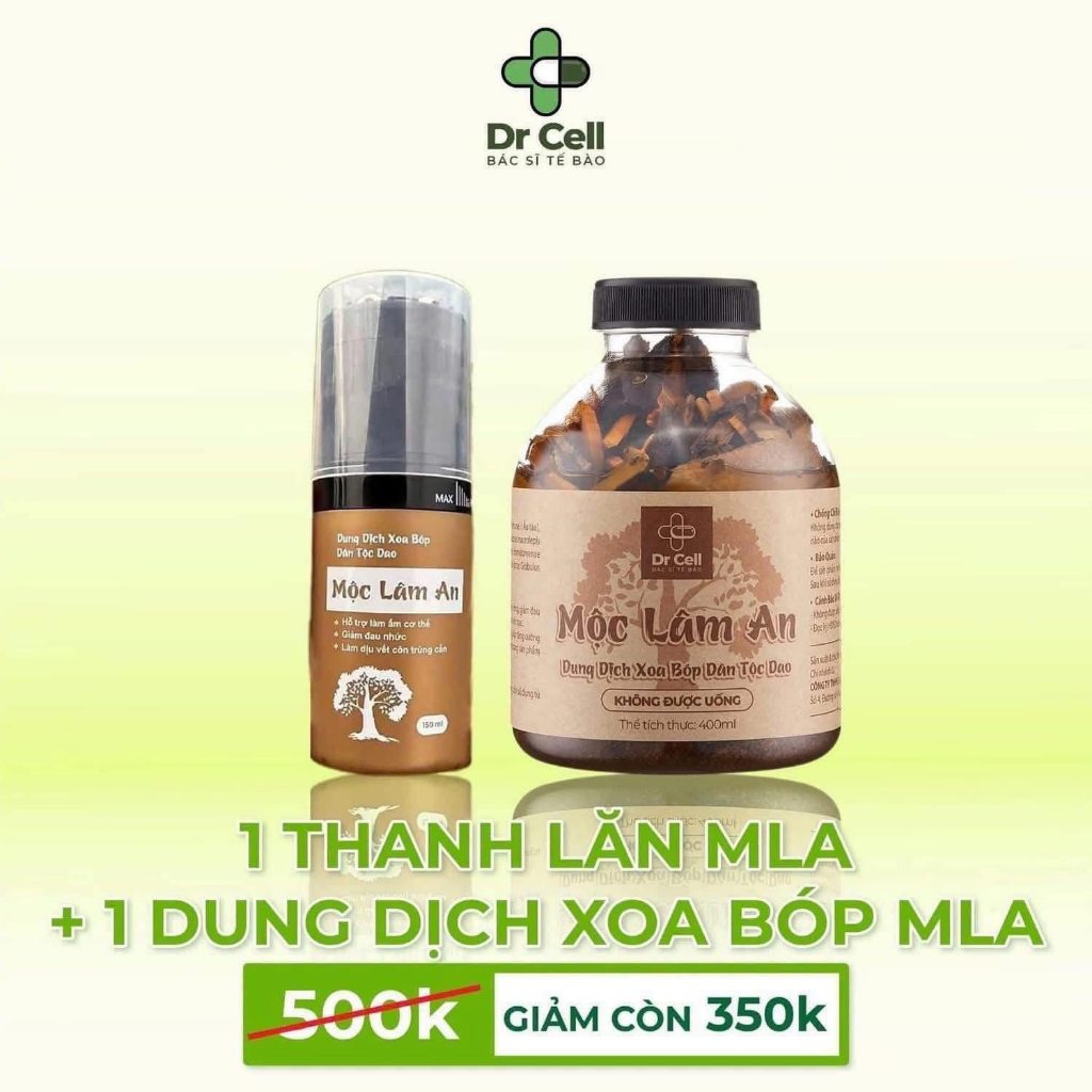 Combo Thanh Lăn 150ml + Chai Dung Dịch 400ml Mộc Lâm An Dr Cell – Giảm Đau Nhức Xương Khớp