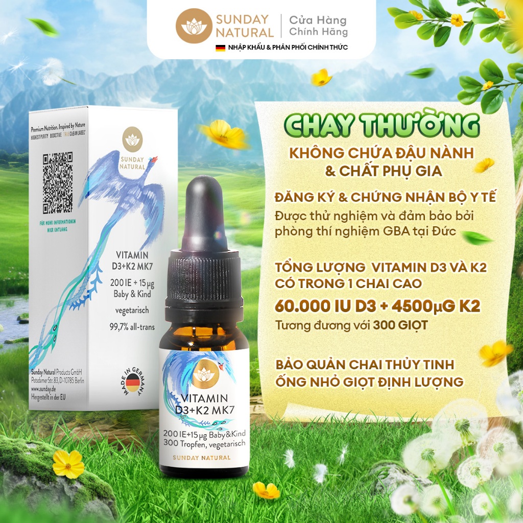 Ảnh Combo Tiết Kiệm Sunday Natural Vitamin D3K2, Cho Hai Bé hoặc Dùng Lâu Dài, 2 Chai Chay thường 2