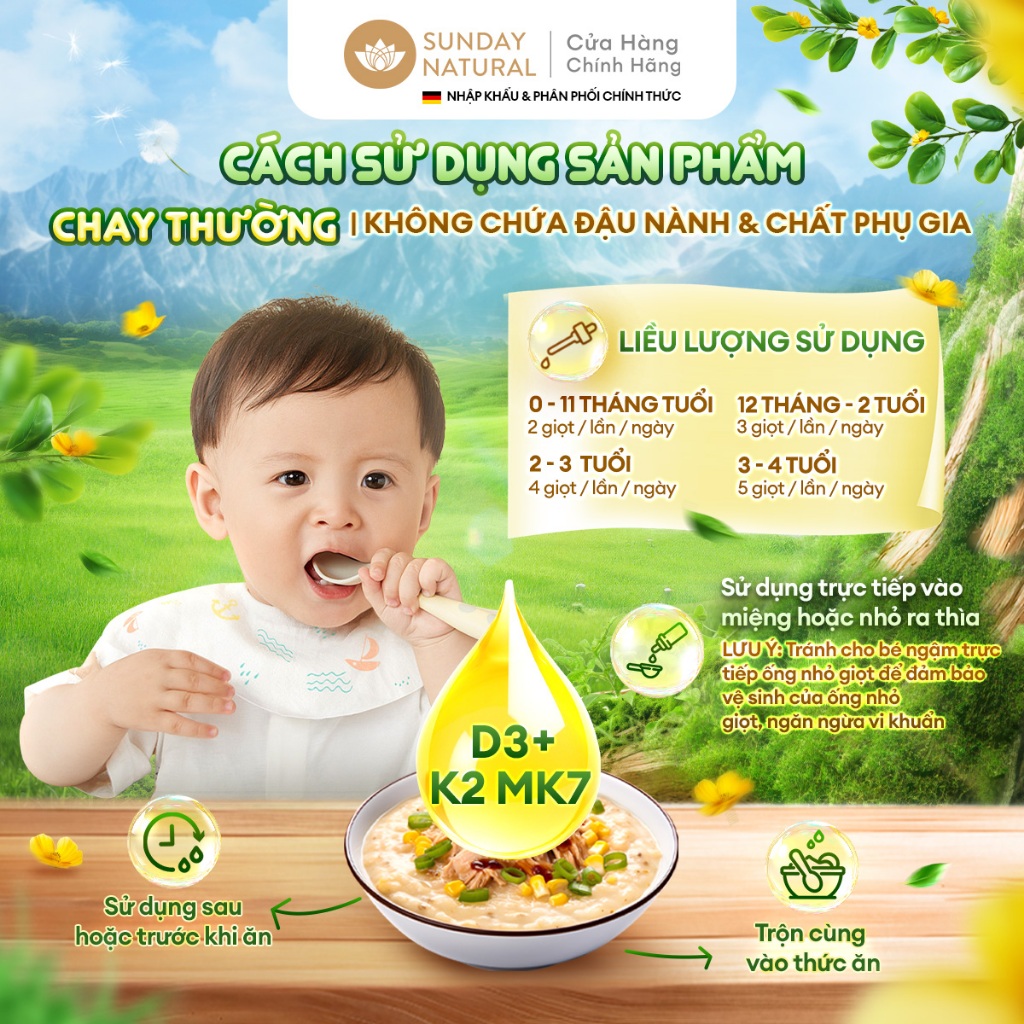 Ảnh Combo Tiết Kiệm Sunday Natural Vitamin D3K2, Cho Hai Bé hoặc Dùng Lâu Dài, 2 Chai Chay thường 4
