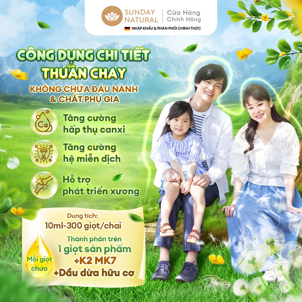 Ảnh Sunday Natural Vitamin D3K2 Cho Trẻ 7+ và người lớn, Giúp Xương Chắc Khỏe, Thuần Chay 100% 3