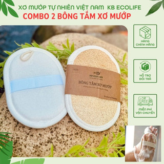 COMBO 2 BÔNG TẮM XƠ MƯỚP KBEcolife (oval 1 mặt xơ, size M) tẩy tế bào chết ,làm sạch da