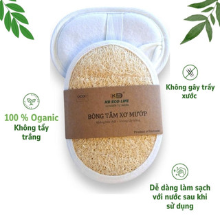 COMBO 2 BÔNG TẮM XƠ MƯỚP KBEcolife (oval 1 mặt xơ, size M) tẩy tế bào chết ,làm sạch da
