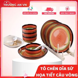 Tô Đĩa Sứ Cầu Vồng Bát Tràng Đủ loại Phong Cách Hàn Quốc - Trường An VN