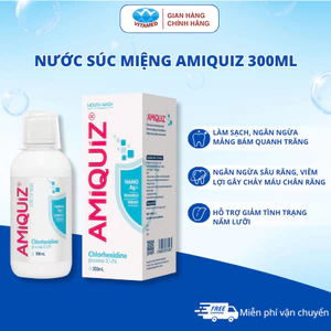 Nước Súc Miệng AMIQUIZ Làm Sạch Rặng Miệng, Ngăn Ngừa Mảng Bám, Sâu Răng, Chai 300ml