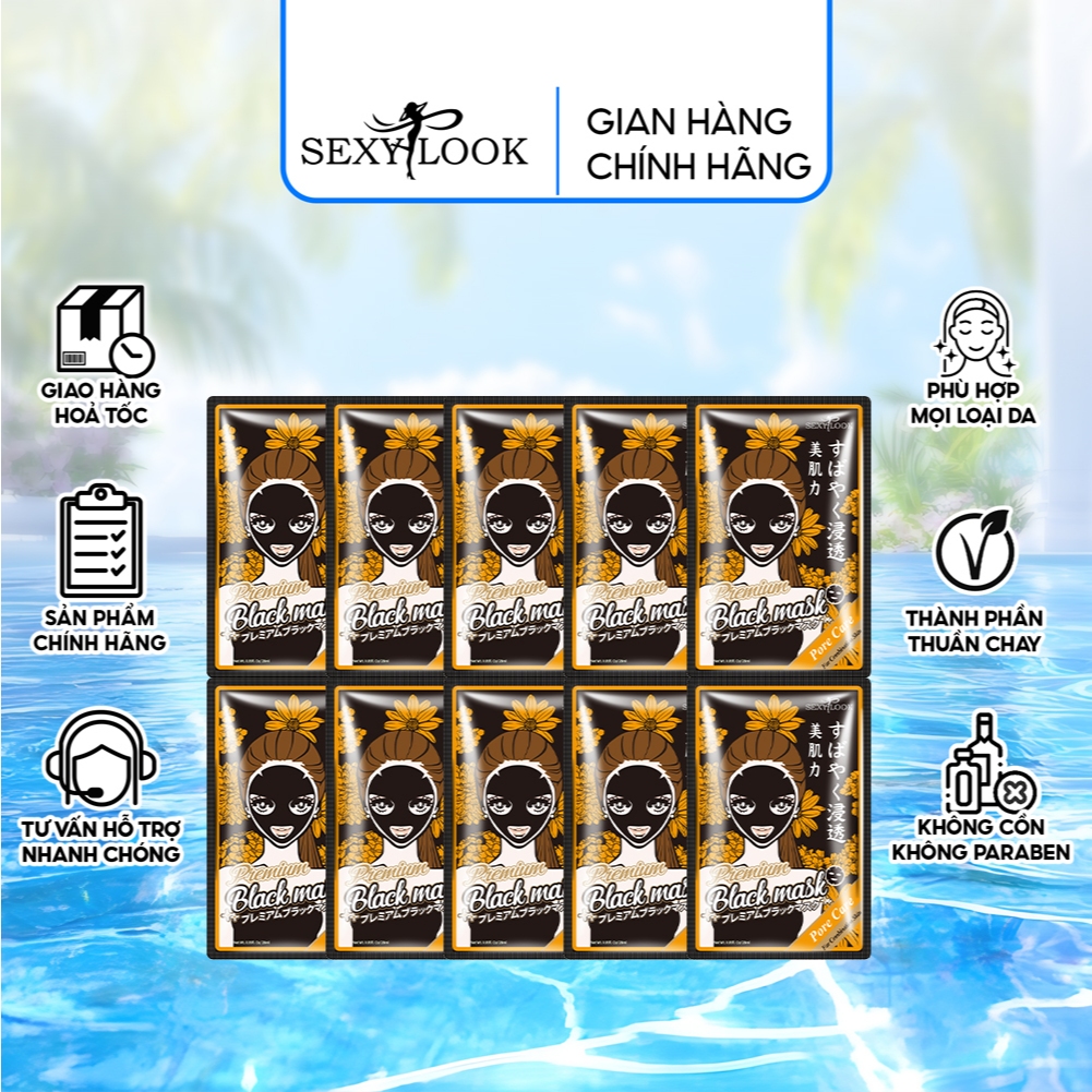 Ảnh Combo 10 Mặt Nạ Đen Hoa Cúc Se Khít Lỗ Chân Lông SEXYLOOK (10 miếng x 28ml) 1