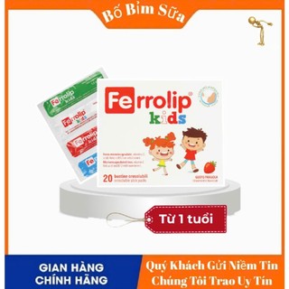 [ Chính Hãng ] Ferrolip Kids Sắt Sinh Học Dạng Bột Dùng Cho Bé Từ 1 Tuổi Hàng Nhập Khẩu Hộp 20 Gói