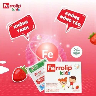 [ Chính Hãng ] Ferrolip Kids Sắt Sinh Học Dạng Bột Dùng Cho Bé Từ 1 Tuổi Hàng Nhập Khẩu Hộp 20 Gói