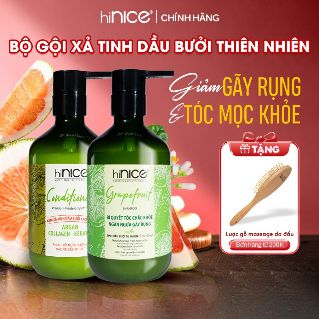 Ảnh Cặp Dầu Gội Xả Bưởi Hỗ Trợ Mọc Tóc, Giảm Gãy Rụng Và Chẻ Ngọn hiNICE Grapefruit 1