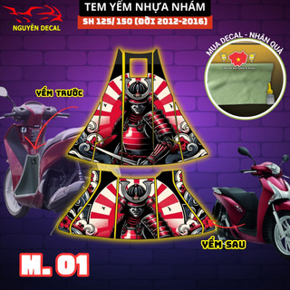 Combo tem dán yếm xe Sh 2012-2016 mẫu Samurai Nhật Bản trang trí nổi bật