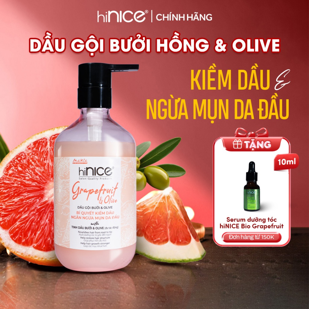 Ảnh Dầu Gội Tinh Dầu Bưởi Hồng Và Olive hiNICE Grapefruit & Olive Shampoo Hỗ Trợ Giảm Mụn Da Đầu 1