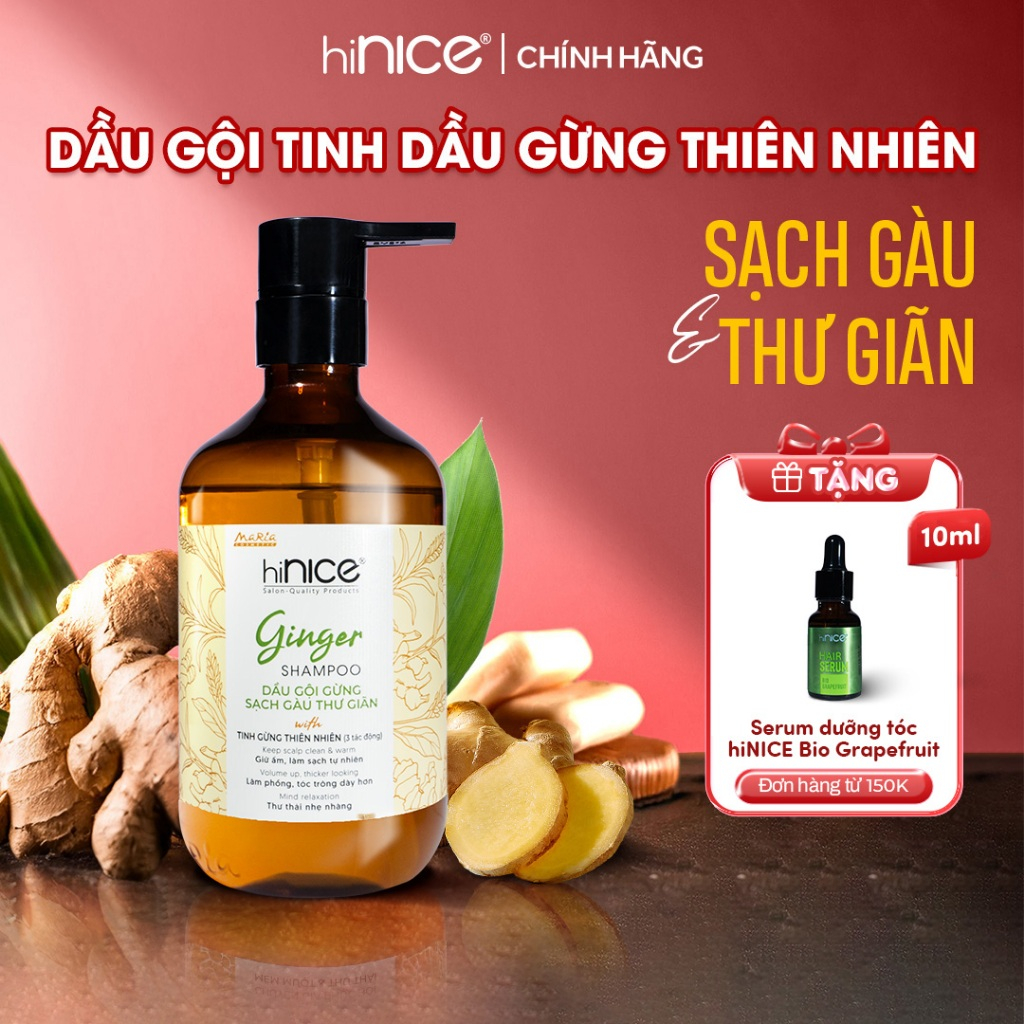 Ảnh Dầu Gội Tinh Dầu Gừng Thiên Nhiên hiNICE Ginger Shampoo Hỗ Trợ Giữ Ẩm, Sạch Gàu Da Đầu 1