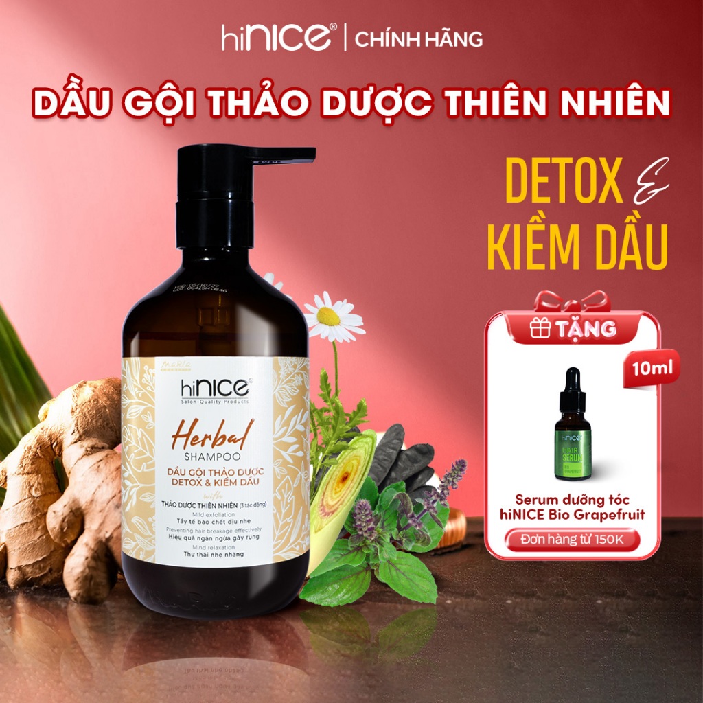 Ảnh Dầu Gội Thảo Dược Kiềm Dầu Detox Da Đầu hiNICE Herbal Shampoo 1
