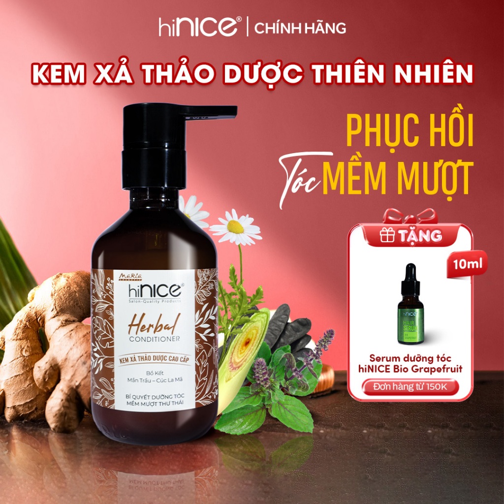 Ảnh Kem Xả Tinh Dầu Thảo Dược Thiên Nhiên hiNICE Herbal Conditioner Hỗ Trợ Phục Hồi Tóc, Giảm Rụng Tóc 1