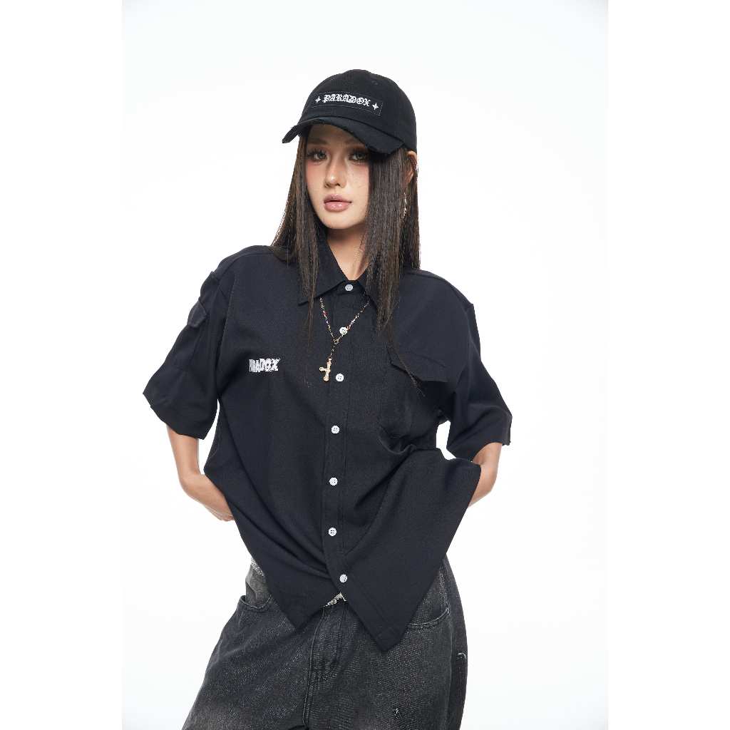 Ảnh Áo sơ mi POCKETY SHIRT Cotton lạnh Màu Trắng, Đen PARADOX SM5V0302 1