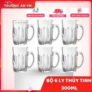 Bộ 6 Ly Cốc Thủy Tinh 130 Có Quai 300ml Cẩm Đạt PCD10003 - Trường An VN