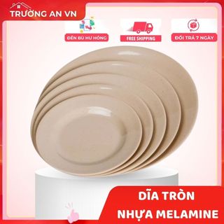 Đĩa phíp tròn, đĩa nhựa melamine nhiều cỡ, Đĩa nhựa đựng bánh kẹo, thức ăn dày dặn - Trường An VN