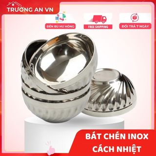 Tô inox cách nhiệt 2 lớp chống nóng size 18cm - Bát ăn cơm inox - Trường An VN