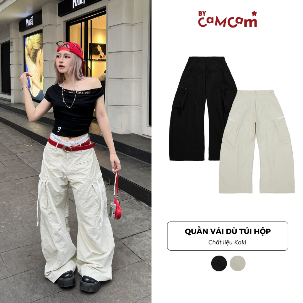 Quần Vải Dù Túi Hộp 2025 𝑩𝒚𝒄𝒂𝒎𝒄𝒂𝒎 Ống Rộng Unisex Thoáng Mát Phong Cách Streetwear QTD022