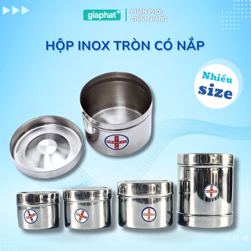 Hộp đựng bông gòn inox hộp bông cồn chứa lưu mẫu thức ăn đựng dụng cụ