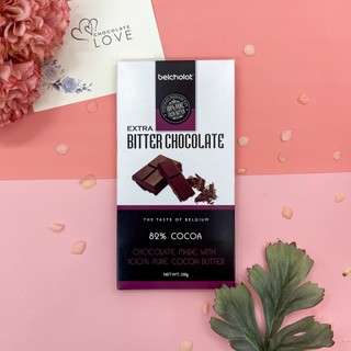 Socola Thanh Đen 82% Cacao 100g Extra Bitter Belcholat Rất Ít Ngọt cacao đậm Quà Tặng Chocolate L2