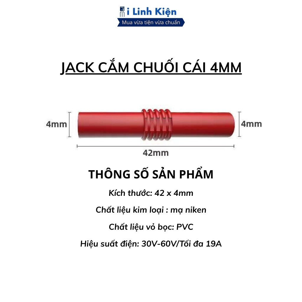 Jack cắm chuối cái cái 4mm chất liệu nhựa PVC đầu nối đồng cái siêu bền ILinhkien
