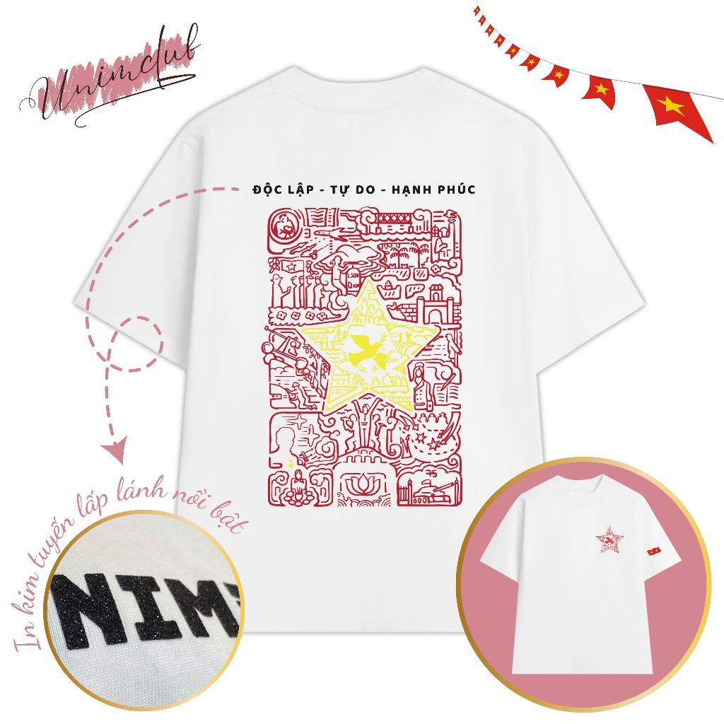 [HỎA TỐC HN] Áo Cờ Đỏ Sao Vàng Kim Tuyến Độc Lập Tự Do Unisex Hot Trend Áo 30/4 Cờ Việt Nam Vải Cotton Việt Premium
