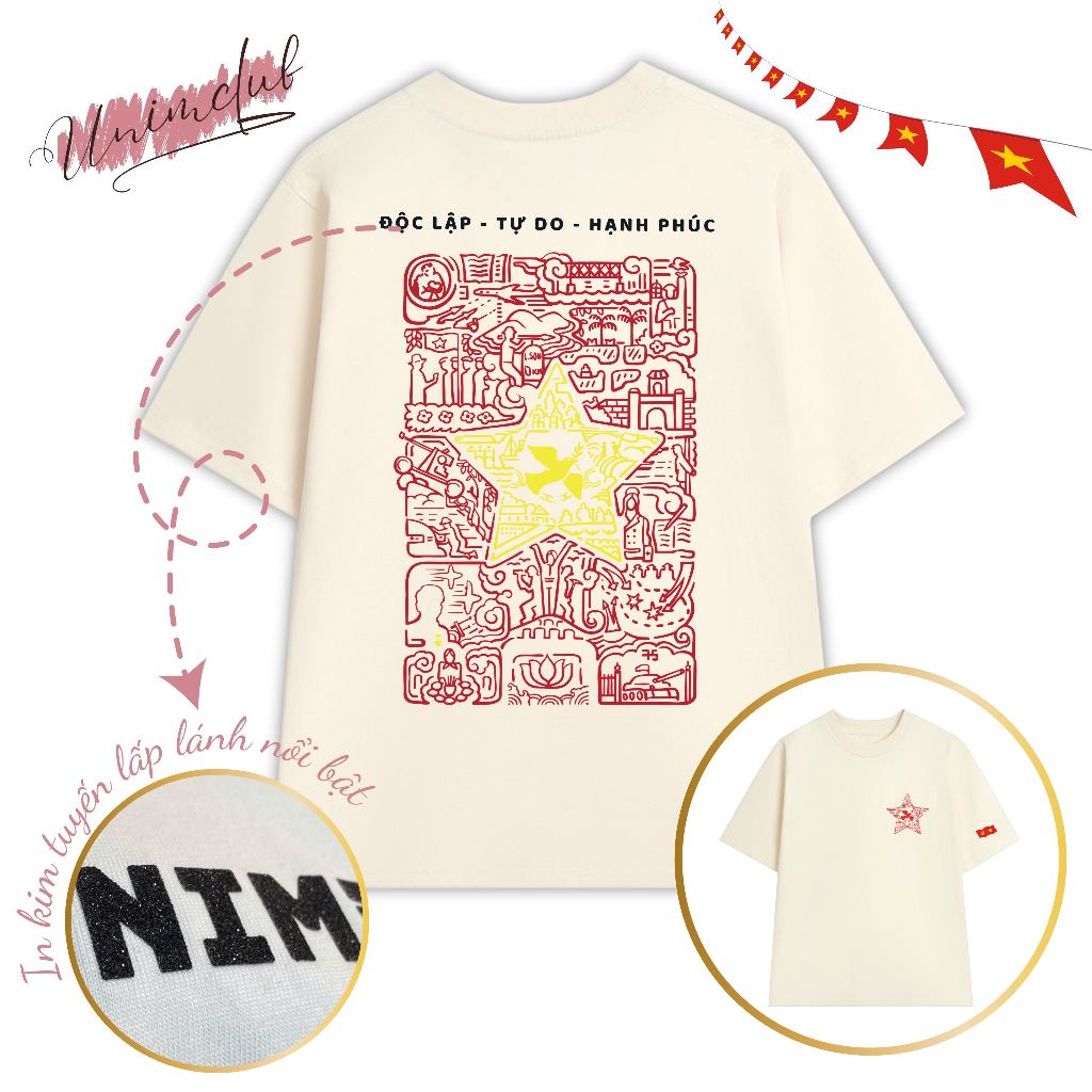 [HỎA TỐC HN] Áo Cờ Đỏ Sao Vàng Kim Tuyến Độc Lập Tự Do Unisex Hot Trend Áo 30/4 Cờ Việt Nam Vải Cotton Việt Premium