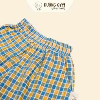 Quần dài trẻ em kẻ caro nhỏ ống rộng size 12-38kg quần bé trai bé gái style Hàn Quốc  | Dương Oyy 010425222